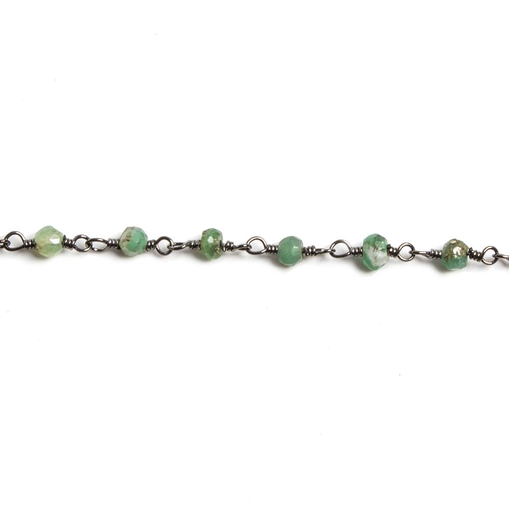 3mm Chrysoprase faceted rondelle Black Gold Chain by the foot 36 pieces (ONLINE ORDER ONLY)