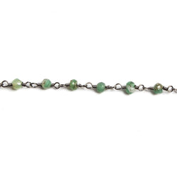 3mm Chrysoprase faceted rondelle Black Gold Chain by the foot 36 pieces (ONLINE ORDER ONLY)