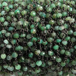 3mm Chrysoprase faceted rondelle Black Gold Chain by the foot 36 pieces (ONLINE ORDER ONLY)