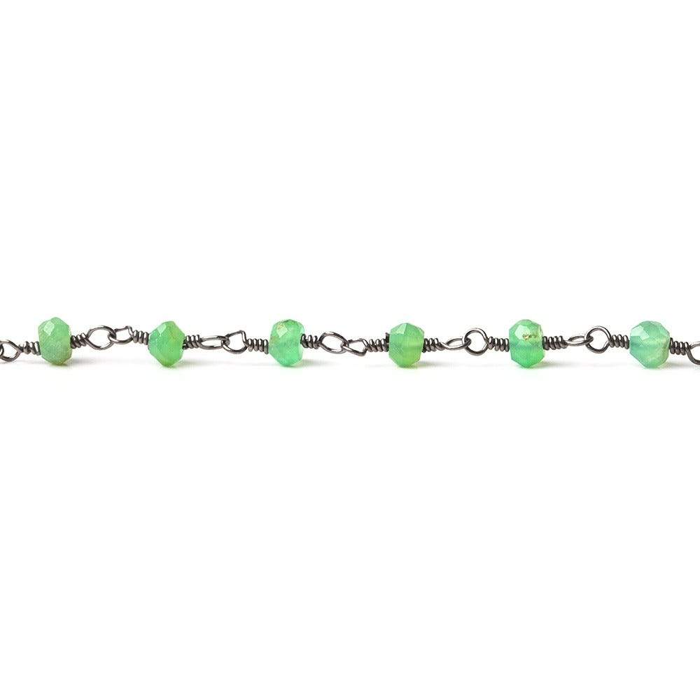 3mm Chrysoprase Faceted Rondelle Black Gold plated Chain by the foot (ONLINE ORDER ONLY)
