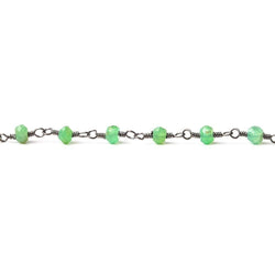 3mm Chrysoprase Faceted Rondelle Black Gold plated Chain by the foot (ONLINE ORDER ONLY)