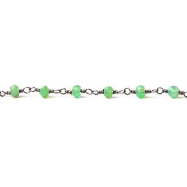 3mm Chrysoprase Faceted Rondelle Black Gold plated Chain by the foot (ONLINE ORDER ONLY)