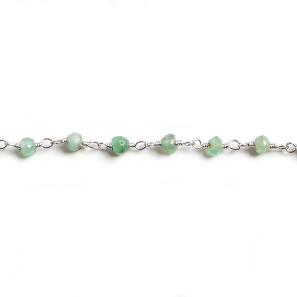 3mm Chrysoprase faceted rondelle Silver Chain by the foot 36 pieces (ONLINE ORDER ONLY)