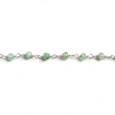 3mm Chrysoprase faceted rondelle Silver Chain by the foot 36 pieces (ONLINE ORDER ONLY)