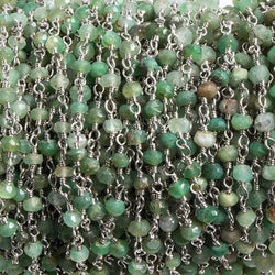 3mm Chrysoprase faceted rondelle Silver Chain by the foot 36 pieces (ONLINE ORDER ONLY)