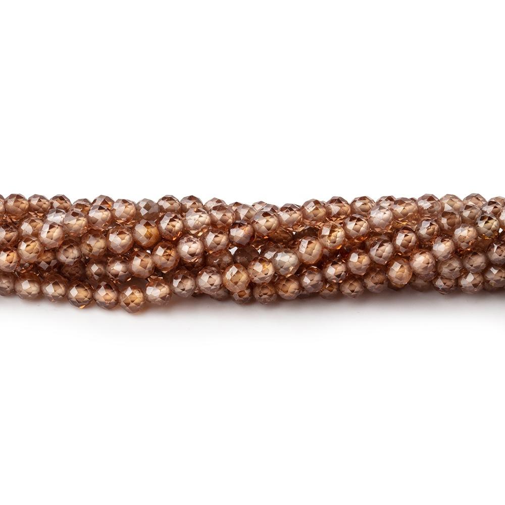 3mm Cognac Zircon Micro Faceted Round Beads 12.5 inch 136 pieces AAA (ONLINE ORDER ONLY)