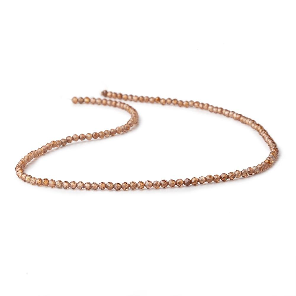 3mm Cognac Zircon Micro Faceted Round Beads 12.5 inch 136 pieces AAA (ONLINE ORDER ONLY)