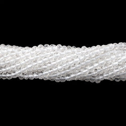 3mm Crystal Quartz Faceted Round Beads 13.75 inch 145 pieces (ONLINE ORDER ONLY)