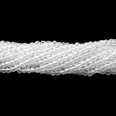 3mm Crystal Quartz Faceted Round Beads 13.75 inch 145 pieces (ONLINE ORDER ONLY)