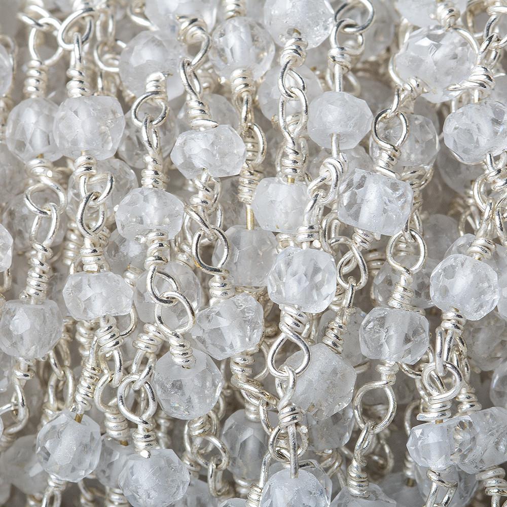 3mm Crystal Quartz rondelle Silver plated Chain sold by the foot 34 pieces (ONLINE ORDER ONLY)