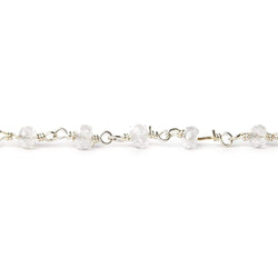 3mm Crystal Quartz rondelle Silver plated Chain sold by the foot 34 pieces (ONLINE ORDER ONLY)
