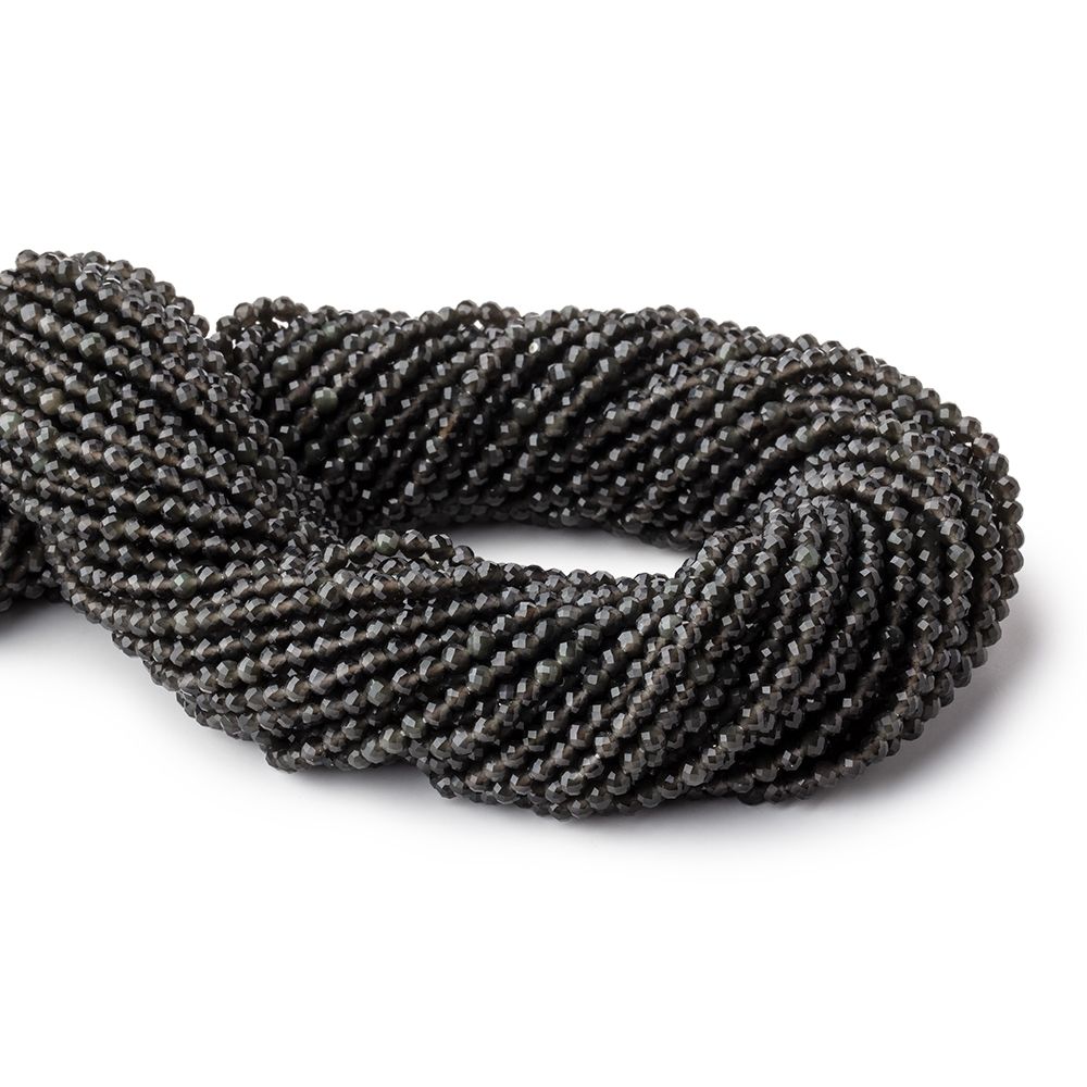 3mm Dark Platinum Grey Moonstone Micro Faceted round beads 13 inch 120 pieces A (ONLINE ORDER ONLY)