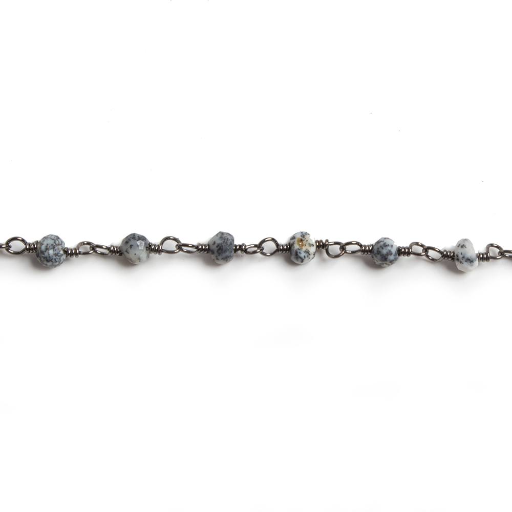 3mm Dendritic Opal faceted rondelle Black Gold Chain by the foot 36 pieces (ONLINE ORDER ONLY)