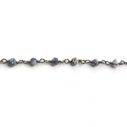 3mm Dendritic Opal faceted rondelle Black Gold Chain by the foot 36 pieces (ONLINE ORDER ONLY)
