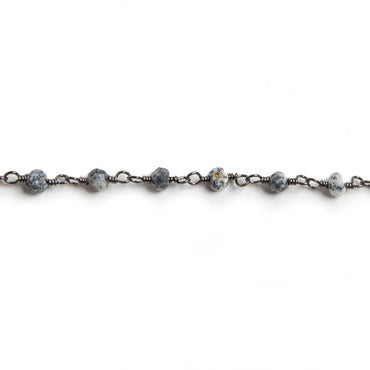 3mm Dendritic Opal faceted rondelle Black Gold Chain by the foot 36 pieces (ONLINE ORDER ONLY)