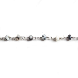 3mm Dendritic Opal faceted rondelle Silver Chain by the foot 36 pieces (ONLINE ORDER ONLY)