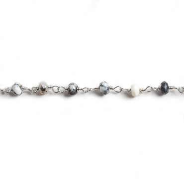 3mm Dendritic Opal faceted rondelle Silver Chain by the foot 36 pieces (ONLINE ORDER ONLY)