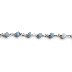3mm Denim Blue Opal  faceted rondelle Silver Chain by the foot 34 pieces (ONLINE ORDER ONLY)
