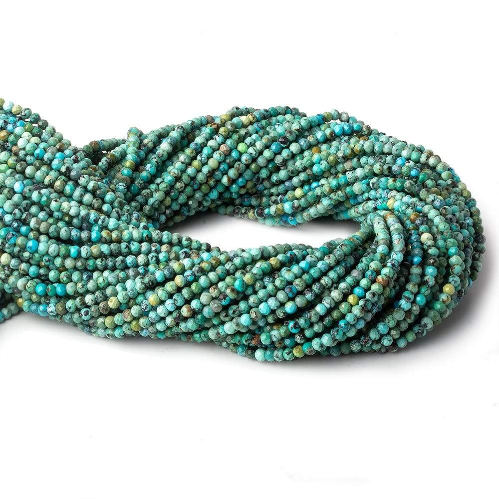 3mm Earthy Turquoise micro faceted rondelle beads 13 inch 145 pieces AA (ONLINE ORDER ONLY)