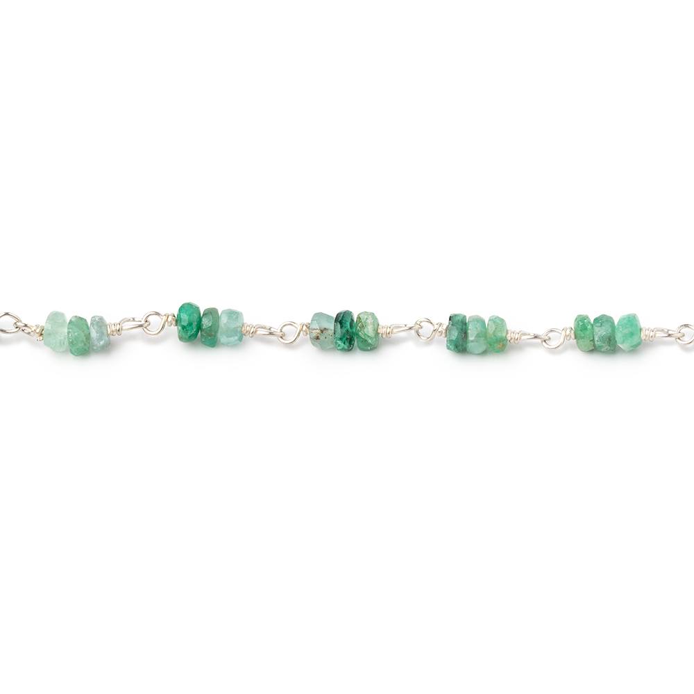 3mm Emerald Faceted Rondelle Trio on .925 Silver Chain (ONLINE ORDER ONLY)
