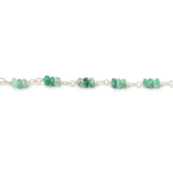 3mm Emerald Faceted Rondelle Trio on .925 Silver Chain (ONLINE ORDER ONLY)