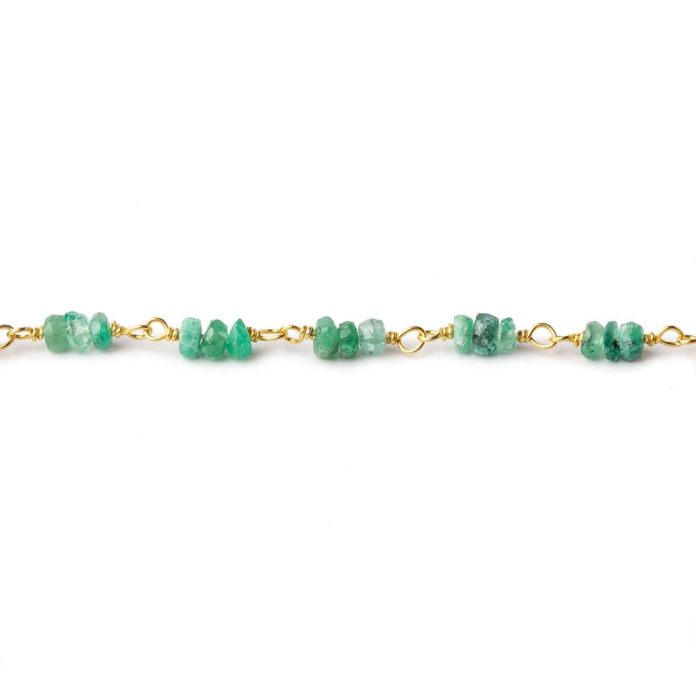 3mm Emerald faceted rondelle Trio Vermeil Chain by the foot 96 beads per (ONLINE ORDER ONLY)