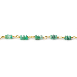 3mm Emerald faceted rondelle Trio Vermeil Chain by the foot 96 beads per (ONLINE ORDER ONLY)