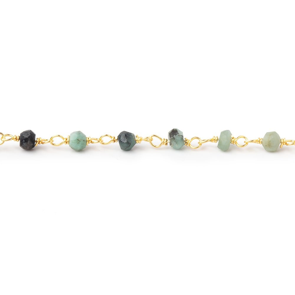 3mm Emerald Faceted Rondelles on Gold Plated Chain (ONLINE ORDER ONLY)
