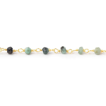 3mm Emerald Faceted Rondelles on Gold Plated Chain (ONLINE ORDER ONLY)
