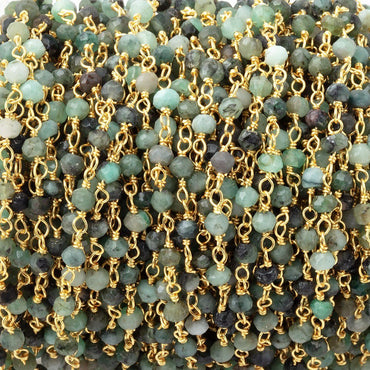 3mm Emerald Faceted Rondelles on Gold Plated Chain (ONLINE ORDER ONLY)