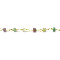 3mm Emerald, Sapphire, Ruby faceted rondelle Vermeil Chain by the foot 40 beads AAA (ONLINE ORDER ONLY)