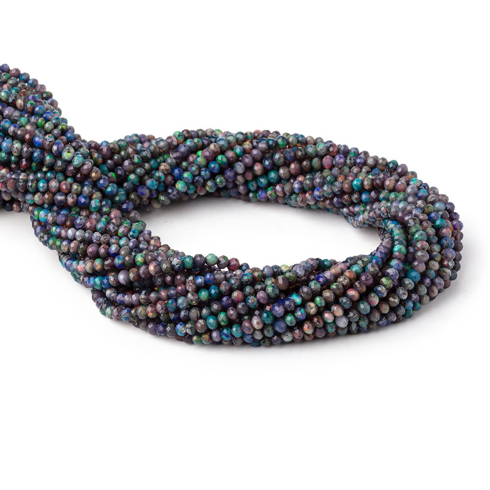 3mm Ethiopian Black Opal Micro Faceted Rondelle Beads 12.25 inch 130 pieces AA (ONLINE ORDER ONLY)