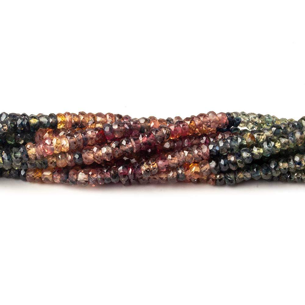 3mm Fancy Multi Color Sapphire Faceted Rondelle Beads 13.5 inch 200 pieces (ONLINE ORDER ONLY)