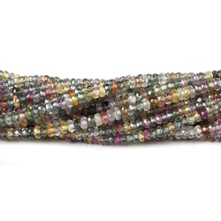 3mm Fancy Sapphire faceted rondelles 15 inch 251 beads AA Grade (ONLINE ORDER ONLY)