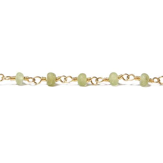 3mm Frosted Peridot rondelle Gold plated Chain by the foot 38 pieces (ONLINE ORDER ONLY)