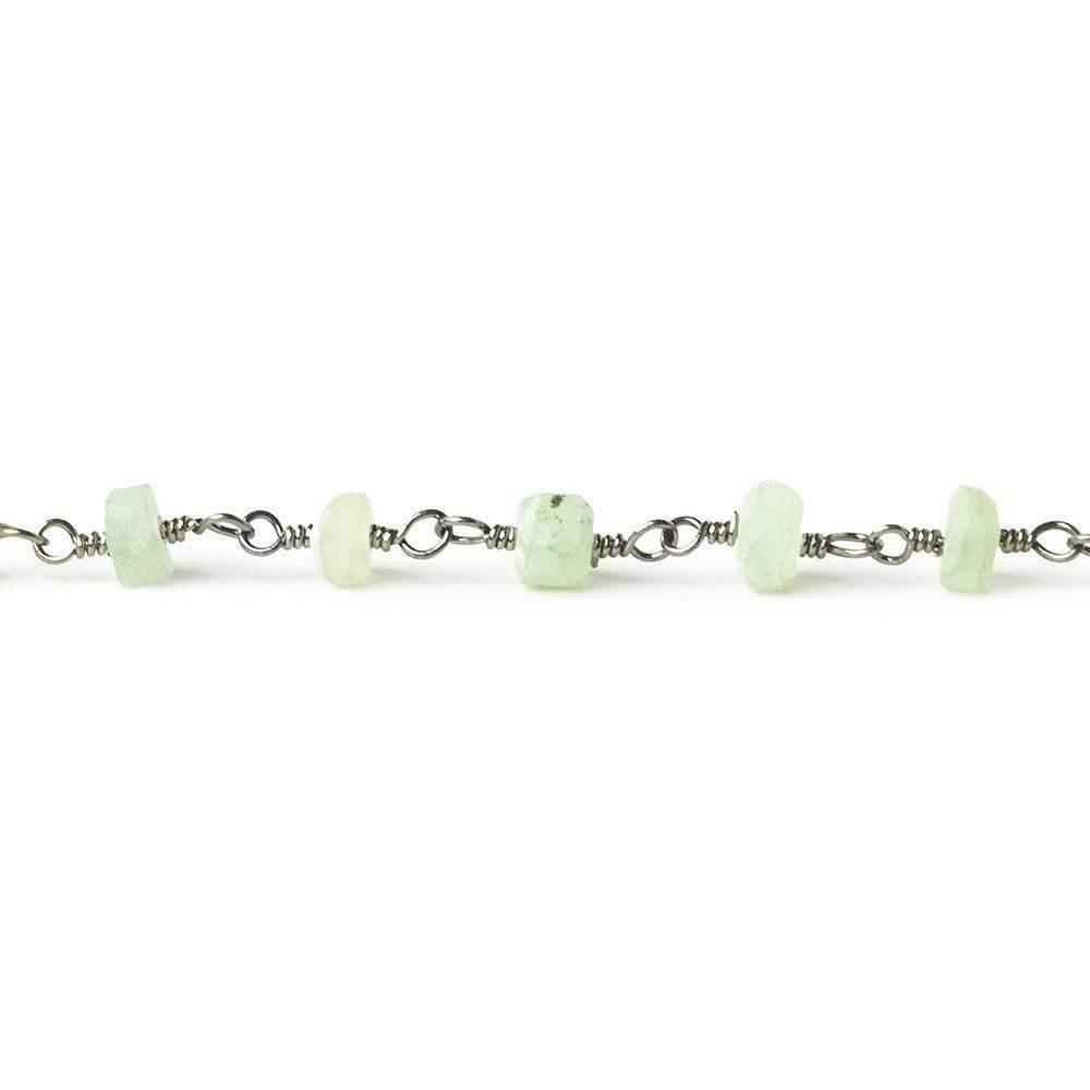 3mm Frosted Prehnite rondelle Black Gold plated Chain by the foot 34 pieces (ONLINE ORDER ONLY)