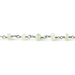 3mm Frosted Prehnite rondelle Black Gold plated Chain by the foot 34 pieces (ONLINE ORDER ONLY)