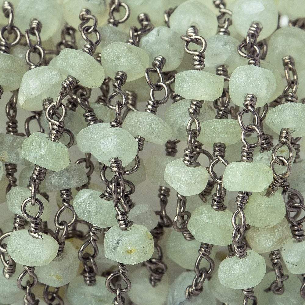 3mm Frosted Prehnite rondelle Black Gold plated Chain by the foot 34 pieces (ONLINE ORDER ONLY)