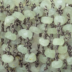 3mm Frosted Prehnite rondelle Black Gold plated Chain by the foot 34 pieces (ONLINE ORDER ONLY)