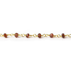 3mm Garnet faceted rondelle Gold plated Wire Wrapped Chain (ONLINE ORDER ONLY)