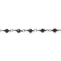 3mm Garnet micro-faceted rondelle Black Gold Chain by the foot 35 pieces (ONLINE ORDER ONLY)