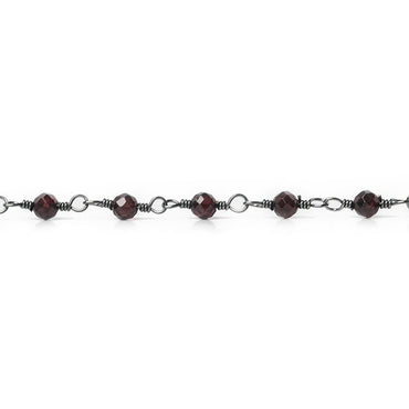 3mm Garnet micro-faceted rondelle Black Gold Chain by the foot 35 pieces (ONLINE ORDER ONLY)
