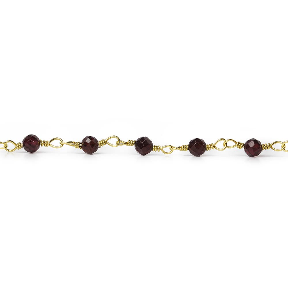 3mm Garnet micro-faceted rondelle Gold Chain by the foot 35 pieces (ONLINE ORDER ONLY)