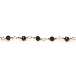 3mm Garnet micro-faceted rondelle Gold Chain by the foot 35 pieces (ONLINE ORDER ONLY)