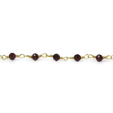 3mm Garnet micro-faceted rondelle Gold Chain by the foot 35 pieces (ONLINE ORDER ONLY)