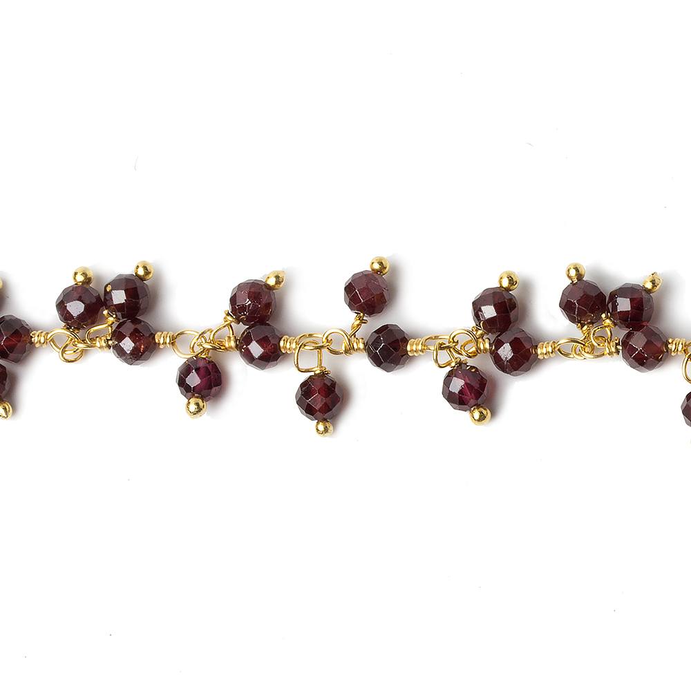 3mm Garnet micro-faceted round Gold Danging Chain by the foot (ONLINE ORDER ONLY)
