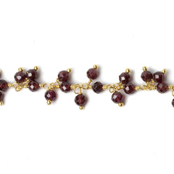 3mm Garnet micro-faceted round Gold Danging Chain by the foot (ONLINE ORDER ONLY)
