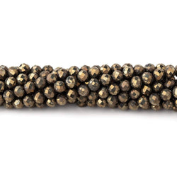 3mm Golden Pyrite micro faceted rounds 13 inch 105 pieces AAA (ONLINE ORDER ONLY)