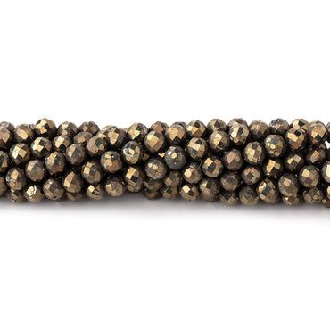 3mm Golden Pyrite micro faceted rounds 13 inch 105 pieces AAA (ONLINE ORDER ONLY)