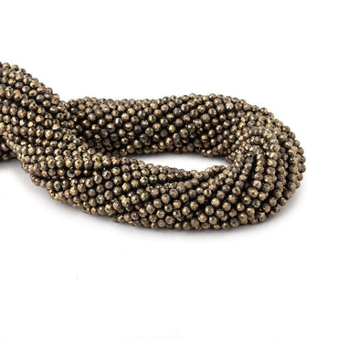 3mm Golden Pyrite micro faceted rounds 13 inch 105 pieces AAA (ONLINE ORDER ONLY)